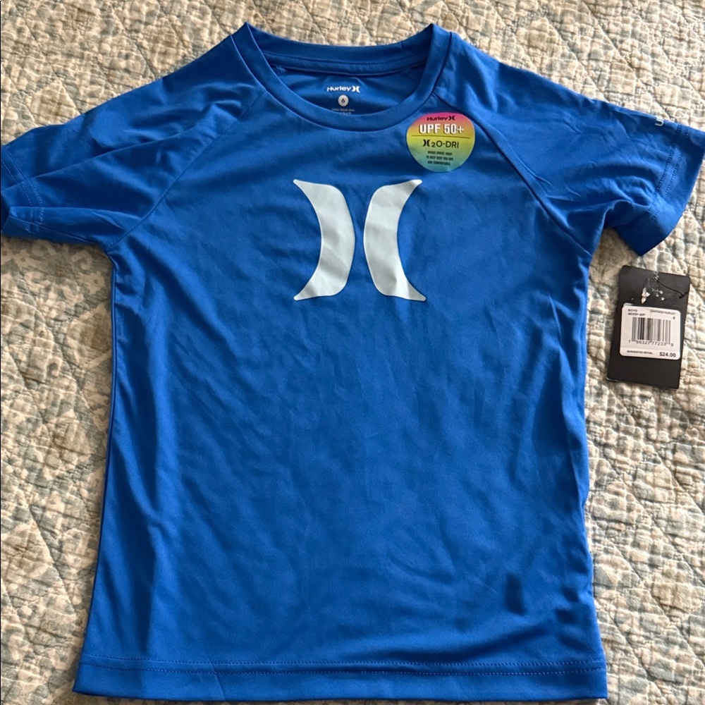 Hurley Royal Blue Short-Sleeve Rash Tee with White Logo
